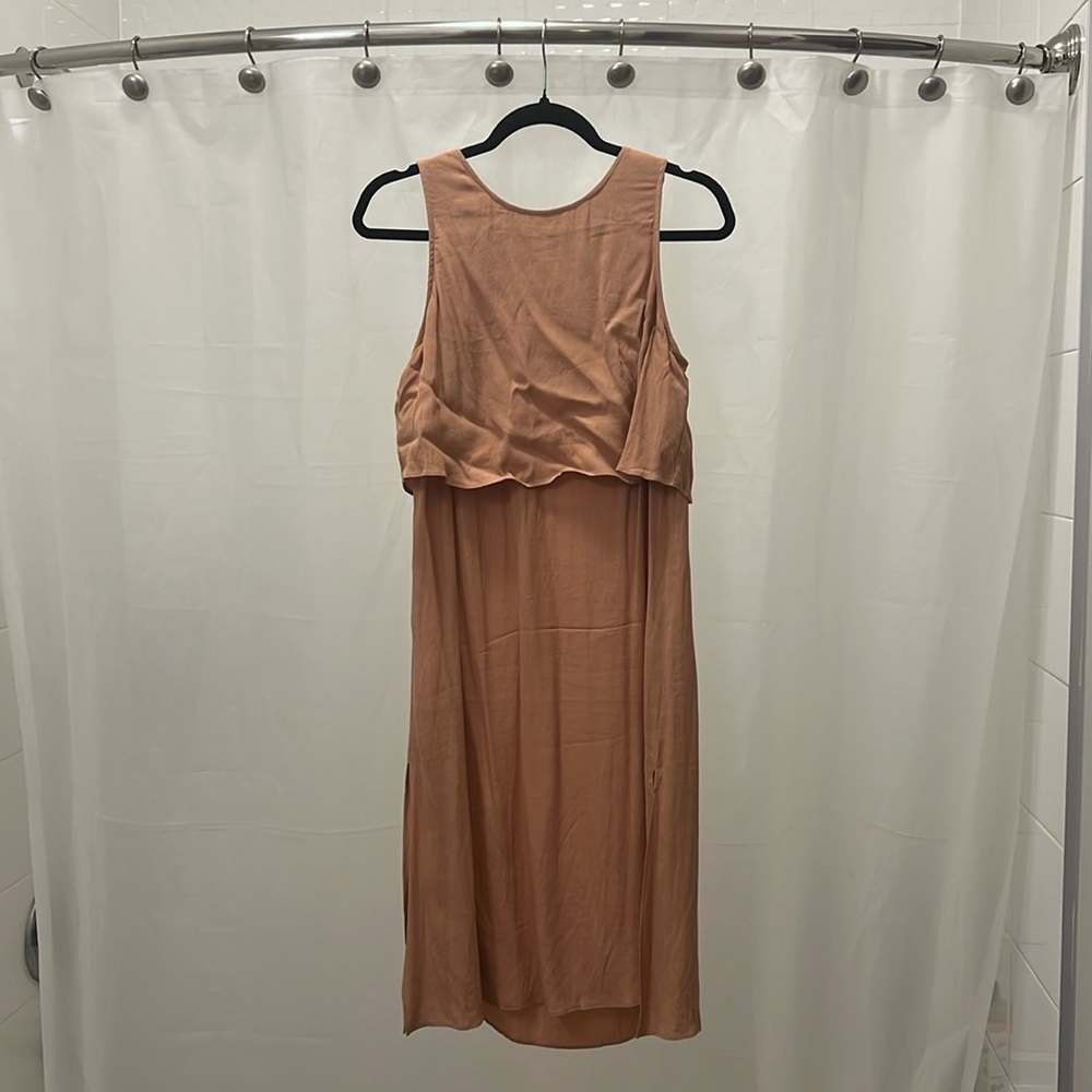 Coral Layered Midi Work Dress